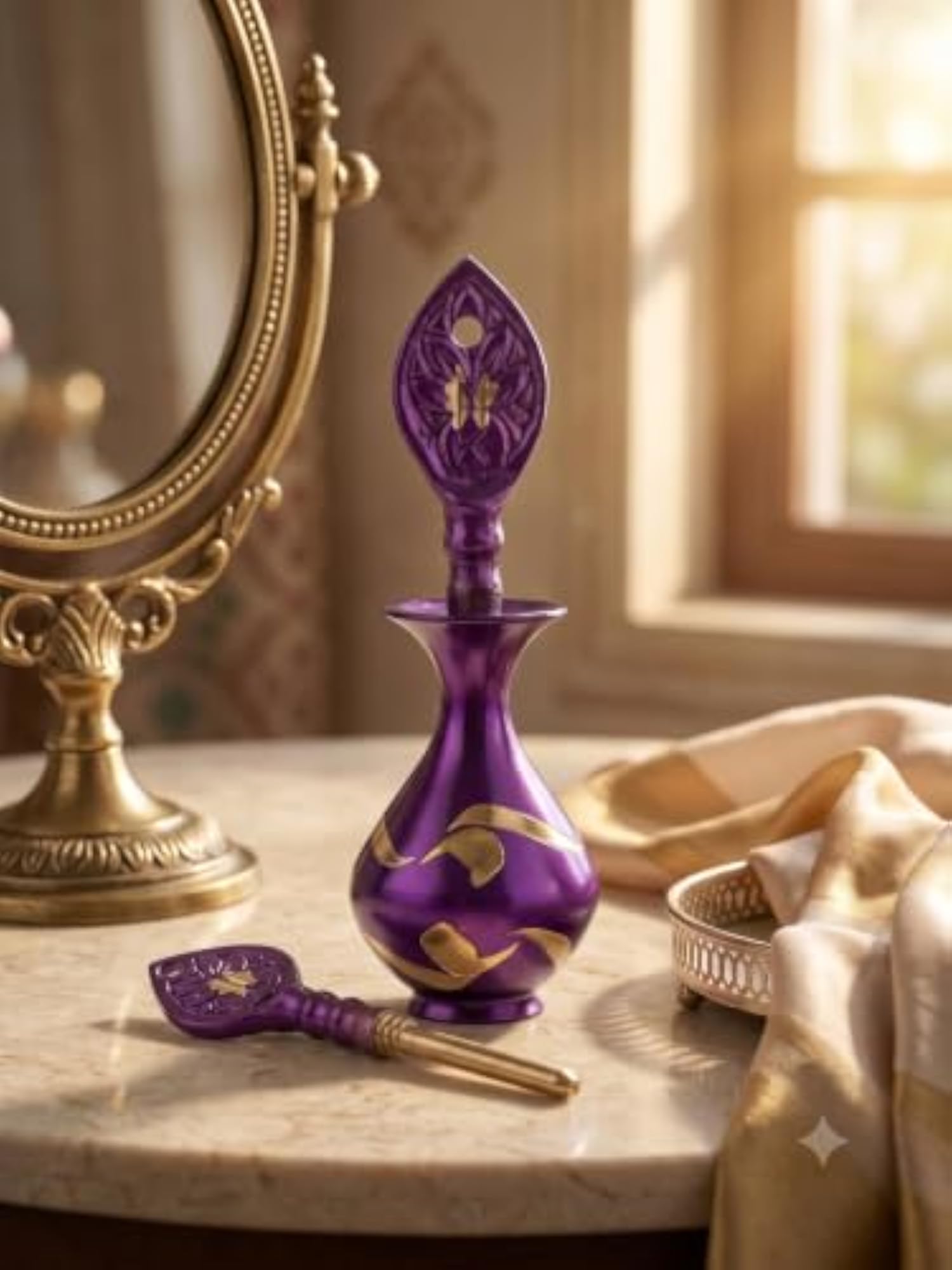 Traditional Brass Purple Surmedani Refillable Kohl Applicator Bottle