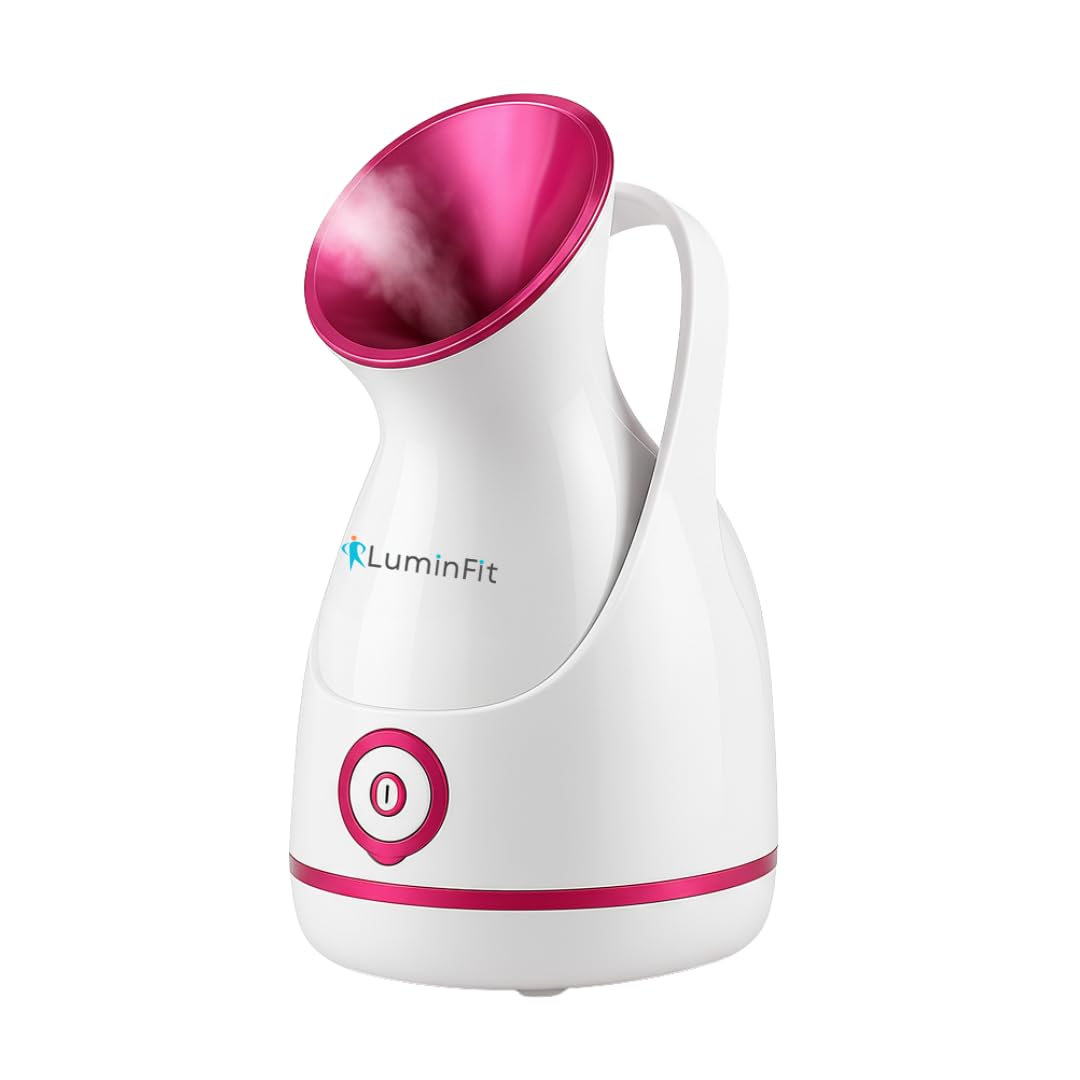 LuminFit Professional Facial Steamer, White with Pink Accents
