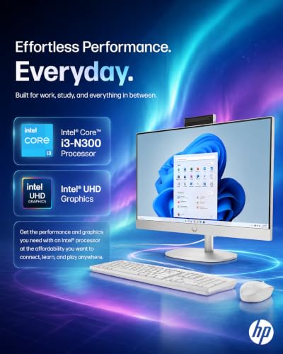 Image of HP All-in-One Desktop Computer, Core i3 N300, 16GB 512GB SSD