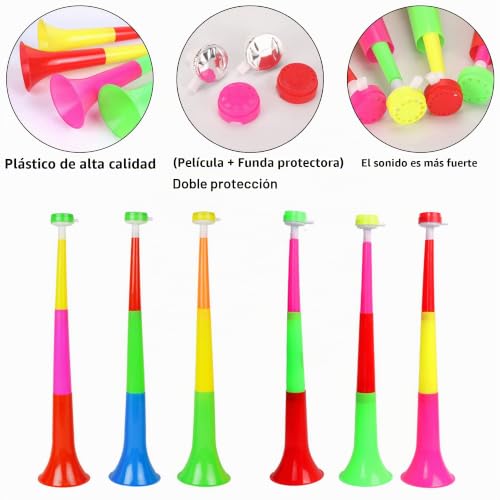 Miniatura 3 de Niuhong 2 Pcs Trompetas Vuvuzela Plastico Porristas Tocando Trompeta Cuerno Muy Fuerte Espectador Aficionado Cuerno Hacer Ruido Mercadería Fanáticos Celebraciones Deportivas Estadio Fútbol Trompeta