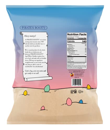 Pirate's Booty Aged White Cheddar Cheese Puffs, Gluten-Free, Kids Snacks, Easter Snack, 1oz (6ct)