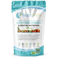 Multivitamin & Minerals | 360 Vegan Tablets | Vitamins A, B6, B12, C, D, E, Calcium, Iron, Zinc & Folic Acid | Immune, Energy & Wellbeing Support | 360 Days | UK Made | by NutriVolv