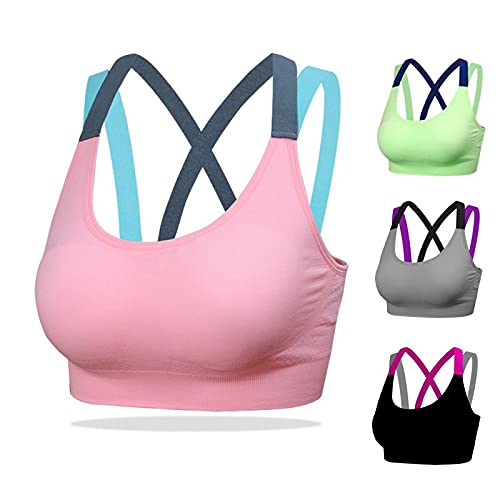 Tops de entrenamiento sujetador deportivo transpirable deportes Copa A-D sujetador deportivo Fitness Cross Back Push Up Bra para las mujeres gimnasio Correr Yoga Bra Push Up