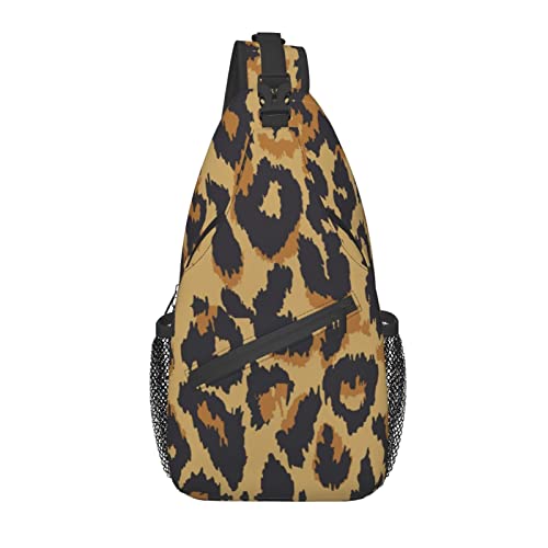 Leopard Brown black Sling Bag Backpack Crossbody Hiking Travel Daypack