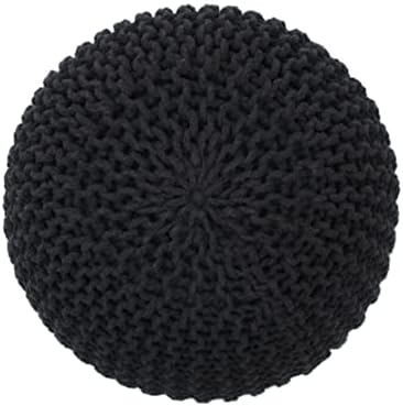 The Home Talk Poufs Ottoman - Home Décor Cord Pouffe for Couch 100% Cotton Hand Knitted Floor Chair - Small Foot Stool for Living Room, Nursery, Patio, Lounge, 18"x18"x14" - Dark Grey