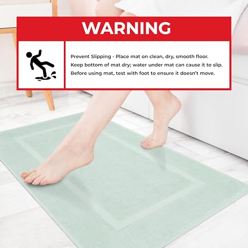Image of Cotton Paradise 100% Cotton Turkish Bathmat Set, Soft Absorbent Quick Dry, 2 Piece 20x34 Bathmat Floor Set, Mint Green