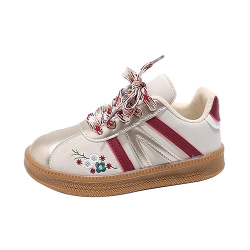 Toddler Kids Casual Sneakers Breathable Non-Slip Tennis Walking Shoes Embroidery Leather Suede Fabric Flats Sneakers