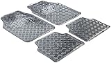 WALSER Gummimatten, Universal Automatte Metallic, Fußmatten Komplettset Riffelblech, Schutzmatte Silber, zuschneidbare Schmutzfangmatte 28020