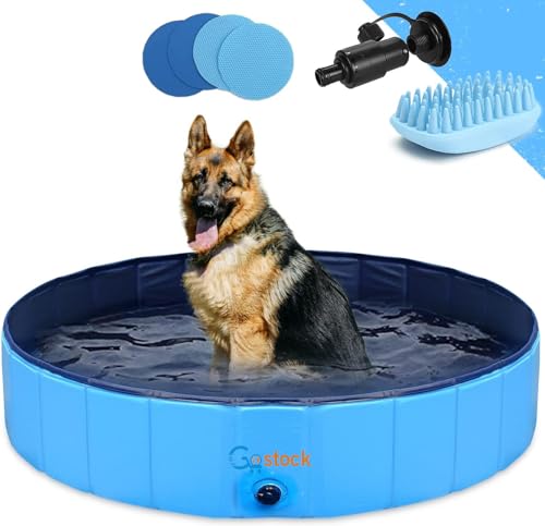 Piscina para perros Piscina de plástico para perros Piscina portátil de PVC para perros pequeños Piscina Bañera para mascotas Piscina para interiores y exteriores (cepillo de baño para mascotas