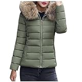 Damen Winter Jacke Kurz Kapuze Winterjacke Parka Kunstfell Teddyfell Warme Gefüttert Parka Kapuze Pelz Mantel Winterjacke mit Kapuze Damenjacke Fleecejacke