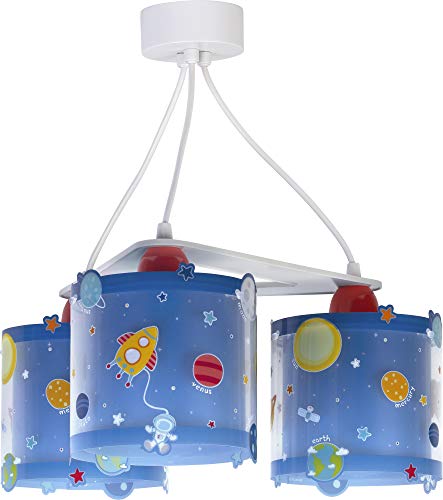 Dalber Lámpara infantil de techo 3 Luces Planets Planetas Azul, 60 W