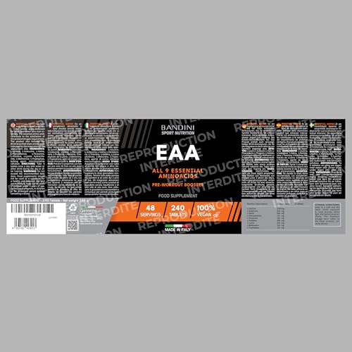 Bandini® EAA Acides Aminés Essentiels - 240 comprimés pour 48 jours - Avec 9 Essential Amino Acids - Complexe de AAE hautement dosé - Intra pré- et post-entraînement - Amino Essentiel - 100% Vegan – Image 6