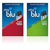 2 x Doppelset Liquids Geschmack Cherry Crush und Green Apple - Ohne Nikotin - mit eingebautem Verdampfer für Elektronische Zigarette Myblu + Gratis LK-Trend & Style Hygieneschlüssel