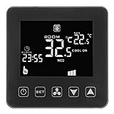  Termostato WIFI Digital Inteligente Termostato de Aire Acondicionado Central AC200-240V, Controlador de Temperatura de Fan coil Pantalla negra Rango de Temperatura 0-70 ℃