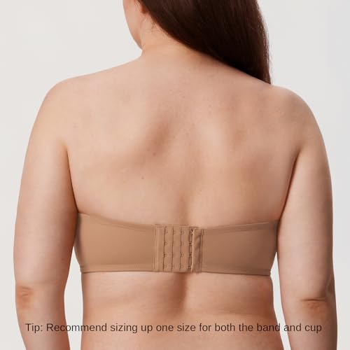 Image of DELIMIRA Confishape Strapless Full Coverage Plus Size Bra | Bandeau bra, Underwire, No Padding Unlined, for Women