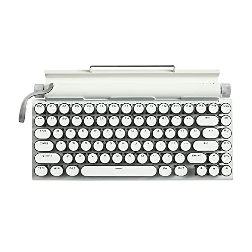 Taiahiro Retro Typewriter Keyboard, Mechanical Keyboard Wireless Vintage Keyboard with Upgraded Bluetooth 5.0, Multi Devices Connection Classical,Punk Round Keys for Desktop PC/Laptop Mac/Phone