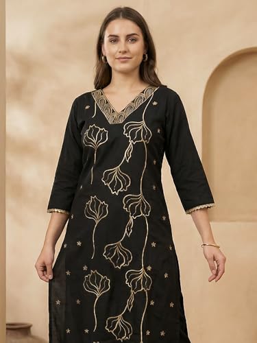 Image of INDO ERA Womens Silk Blend Printed Straight Kurta Pant Set (IESTR5624)