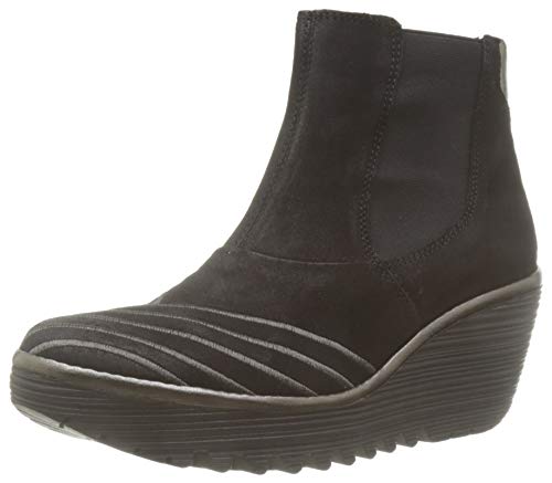 Fly London Yave064fly, Botas Chelsea para Mujer, Negro (Black/Bronze 006), 38 EU