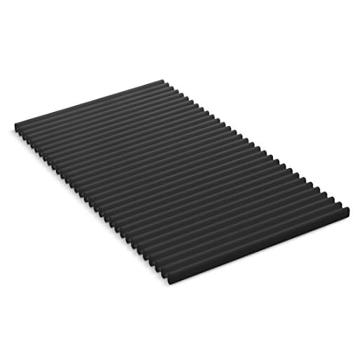 KOHLER Storable Silicone Dish Drying Mat or Trivet 7" x 11.8", Heat Resistant up to 500 Degrees F, Charcoal