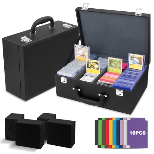 Toploader Storage Box for 3\"x4\" - Holds 500+ Loaders,120 Magnetic Holders,Durable PU Leather,Shockproof,Moisture-Proof - Perfect for Sports Card Storage,Trading Card Display,TCG Deck Organization