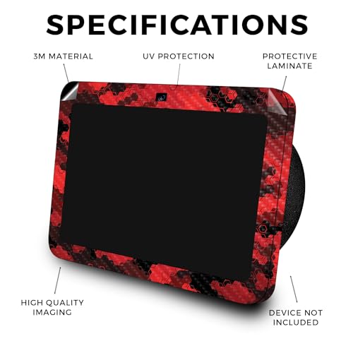Image of Carbon Fiber Skin Compatible with Amazon Echo Show 8 (3rd Gen, 2023) - Red Hexa Camo - Premium 3M Vinyl Protective Wrap Decal Cover - Easy to Apply | Crafted in The USA by MightySkins