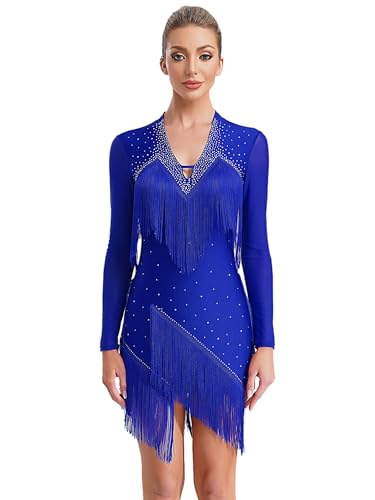MSemis Vestido Flecos de Baile Latino para Mujer Manga...