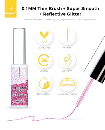 Esmalte de uñas gel holográfico BURANO con pincel, 8 ml miniatura 5