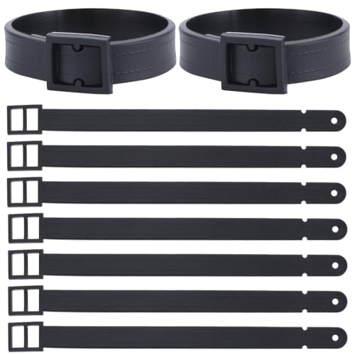 GORGECRAFT 10Pcs Plastic Luggage Tag Strap Luggage Label Replacement Loop Belts with Buckle for Suitcase Backpacks ID Card Pass Holder Travel Secure Protect Storage Hanging Accessories Black
