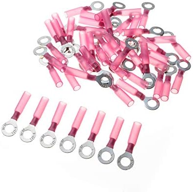 50pcs Copper + PE Crimp Terminals Red Ring M6 Insulated Heat Shrink Connector Electrical Wire Cable 22-18 AWG Connector VUQLDHAYZ