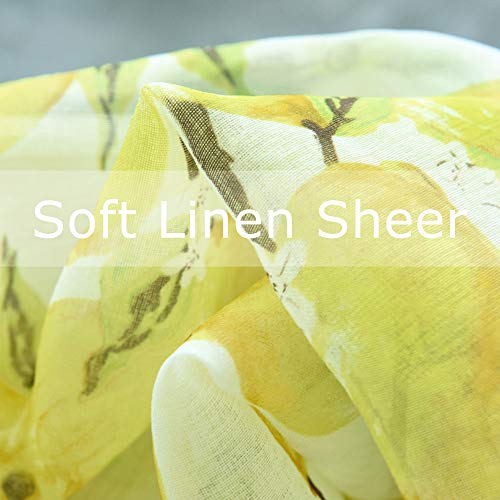Molaxhome Linen Valances For Windows 52X18 Inch, Tie Up Printed Valances Rod Pocket 1 Panel For Kitchen Bathroom Bedroom(Yellow Lemon, Sheer) #TOP2