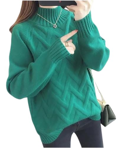 [エムエルーセ] 4色展開 ニット セーター レディース 秋 冬 ハイネック トップス プルオーバー 無地 シンプル ゆったり 動きやすい 可愛い ビジネス カブリ 動きやすい服 デザイン アウトドア ニットソー オシャレ カワイイ 防寒 アッタカイ マタニティ 長袖 大人用 緑色 みどり ハーフハイネック 通勤 オフィス 学校行事 イベント 通学用 ニットセーター グリーン MRG20-GRM - エムエルーセ - 商品画像