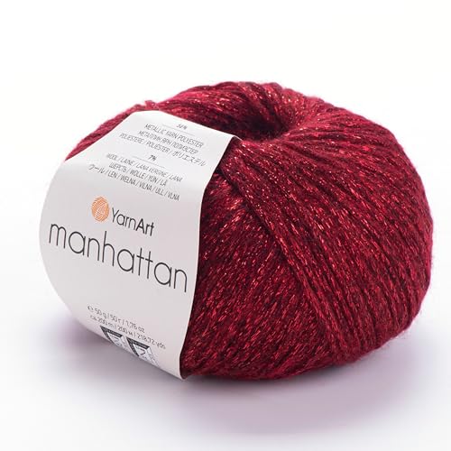 YARNART Manhattan - Glittery, Sparkle, Shiny Metallic Wool & Acrylic Fantasy Yarn, 1.76 Oz, 218.72 Yds (913)