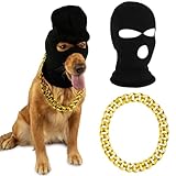 Wodison Dog Costume Knitted Mask and Gold Chain Halloween Christmas Funny Gangster Robbers & Thieves Cosplay Set Dog Ear Muffs Noise Protection Warm for Large Dogs