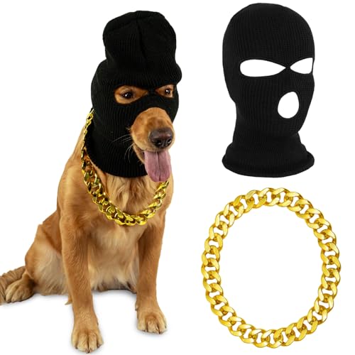 Wodison Dog Gangster Mask and Gold Chain