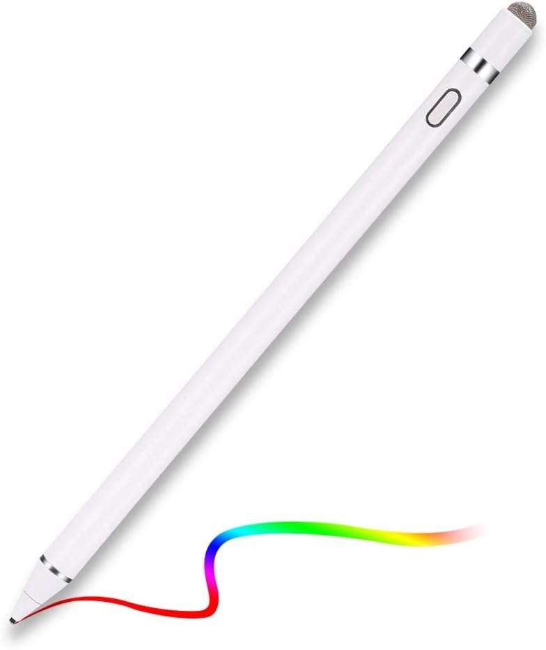 KingOne Stylus Pen for iPad, Fine Tip Rechargeable Digital Pencil 2 in 1 High Sensitive Active Styli for Phone/iPad Pro/Samsung Tablet （Work with IOS and Android）