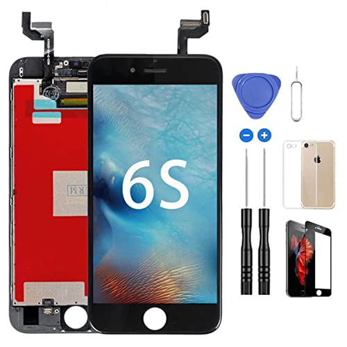 for iPhone 6S Screen Replacement Black 4.7 inch Drscreen LCD Touch Digitizer Complete Display for A1633, A1688, A1700,with Sensor Ear Speaker Front Camera Screen Protector and Repair Tool (White)