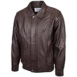 Divergent Retail Klassische Herren-Bluse aus Nappaleder mit Reißverschluss, Santiago-Braun, Braun, 3XL