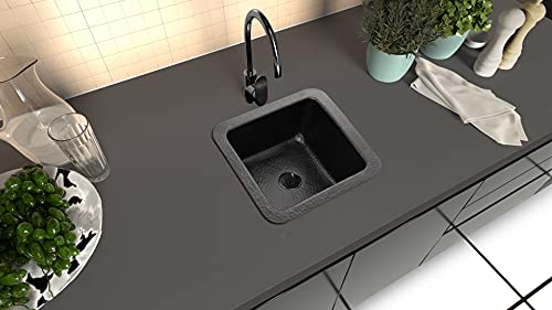 Monarch Abode 19193 Matte Black Hand Hammered Glasgow Dual Mount Bar Prep Sink (12 Inches) #TOP4