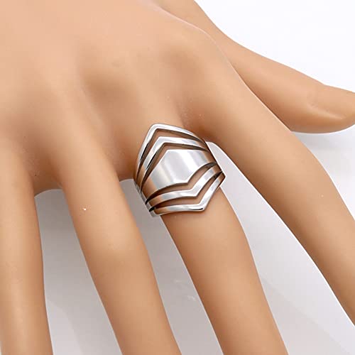 Jude Jewelers Stainless Steel Chevron Style Chunky Wrap Statement Promise Anniversary Birthday Festival Party Ring3