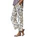 PETCDIM Lightweight Pants for Summer, Casual Boho Floral Print Cotton Linen Pants Fashion Wide Leg Stripe Lounge Pant XL A-Grey