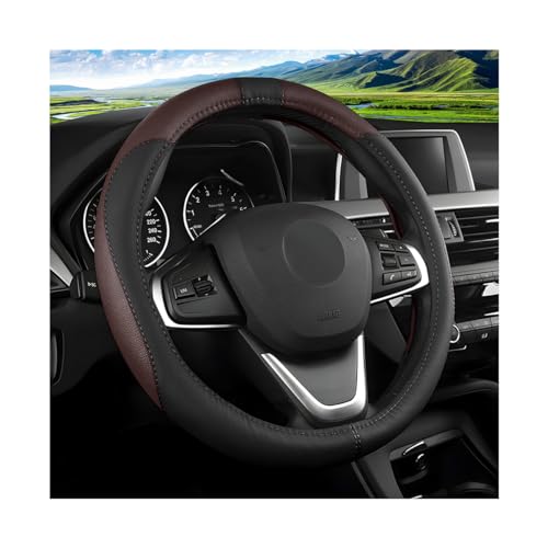 JNNJ Lenkradbezug Auto, Mikrofaser-Leder-Lenkradabdeckung, Sport Anti Rutsch Universal Lenkradbezug Breathable, Schützendes Innenraumzubehör Für Frauen(Schwarz/Curry)