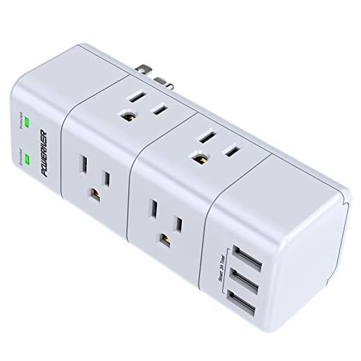 Surge Protector Wall Mount , Outlet Splitter with Rotating Plug, POWERIVER Power Strip with 6 Outlet Extender (3 Side) and 3 USB Ports, 1680 Joules, for Home/School/Office/Travel, White