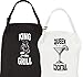 Let the Fun Begin King & Queen Aprons, His Hers Mr Mrs Wedding Engagement Gifts for Couples Bridal Shower Gift Set for Hubby Wifey