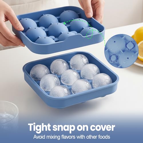 Molde de hielo balón de fútbol 2 piezas silicona con tapa miniatura 5