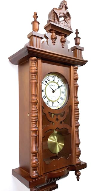 Pendelwanduhr, 77 cm, Pendeluhr, schöne Quarzwanduhr, römische Ziffern, geschütztes Pendel
