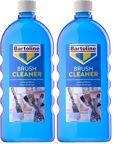 Image of Bartoline Brush Cleaner 1L, Effective Oil-Based Paint Remover for Brushes and Rollers, Water-Soluble Solvent with Conditioning Formula (Pack of 2)