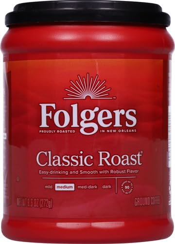 Image of Folgers Classic Roast Medium Roast Ground Coffee, 9.6 Ounce (Pack of 2)