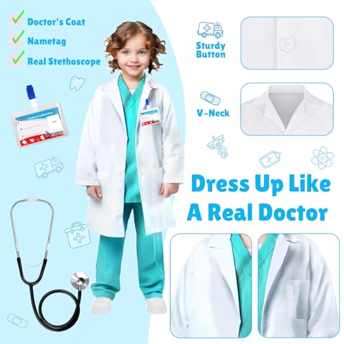 Disfraz de Doctor para Niños con Bata y Estetoscopio miniatura 2