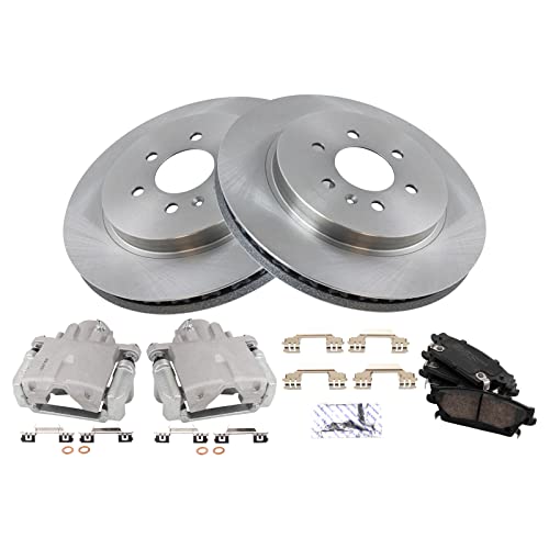 Image of TRQ Rear Brake Pad and Rotor Set Ceramic Vented Rotors Calipers