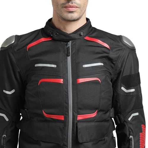 Image of Royal Enfield Crossroader Print Option| Knox CE Level 2 Protectors- Shoulders & Elbow | Ergo Protech Armours CE Level 1- Chest | CE Level 2 At Back For Excellent Impact Protection | RED M